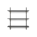 Sector hylde, triple/wide - sort aske/messing (87 cm)