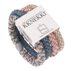Bon Dep Kknekki hårelastik, Blå/Rosa/Beige glimmer, 4 stk.