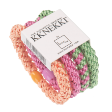 Bon Dep Kknekki hårelastik, Grøn/Rosa/Orange, 4 stk.