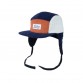 Lil' Boo Kasket, Corduroy block 5-panel med ører, Navy/Caramel, Str. M, 1,5-3 år