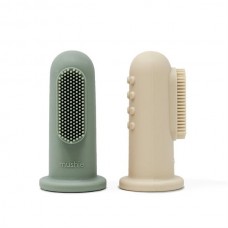 Mushie Finger tandbørste, Shifting sand/Cambridge blue