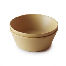 Mushie skål, Rund, Mustard, 2 stk.