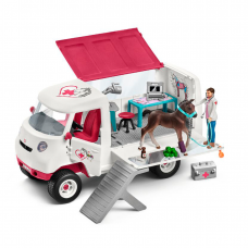 Schleich 42439, Dyrlæge med bil og hannoveraner føl