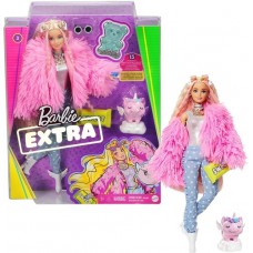 Barbie dukke ekstra fluffy lyserød jakke